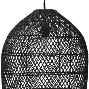 Pendel lampe Kave Home Domitila - håndvævet sort rattan Ø44 cm